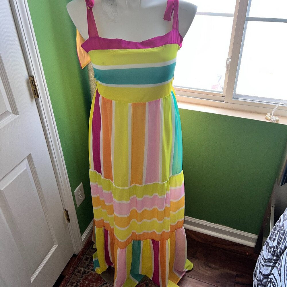 Colorful Striped Max Dress - Size 1X